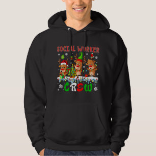 Social Worker Crew Drie Santa Elf Rendieren Xmas Hoodie
