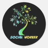 Social Worker, Floral Graphics Ronde Sticker (Voorkant)