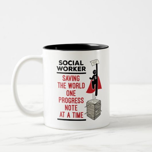 Social Worker Funny Progress Note Social Work Tweekleurige Koffiemok (Links)