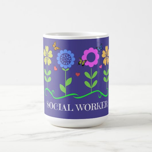 "Social Worker," Graphic Spring Flowers Koffiemok (Center)