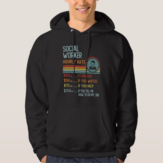 Social Worker Hourly Rate T-Shirt Retro Job Title (Voorkant)