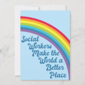 Social Worker Inspirerend Quote Rainbow Blue Kaart (Voorkant)