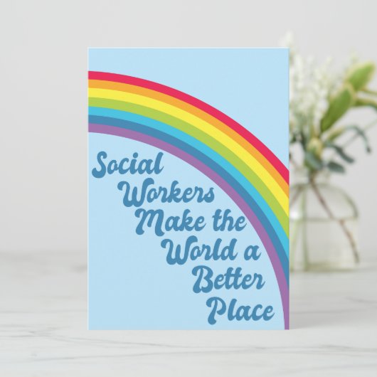Social Worker Inspirerend Quote Rainbow Blue Kaart (Staand voorkant)