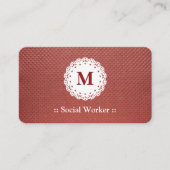 Social Worker Lace Monogram Maroon Visitekaartje (Voorkant)