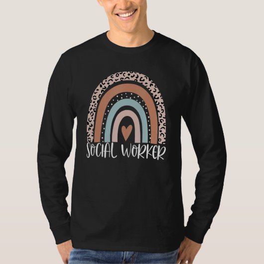 Social Worker Leopard Rainbow Social Work Apprecia T-shirt (Voorkant)