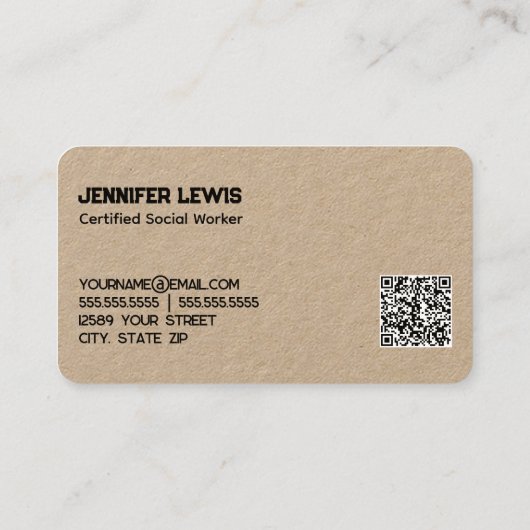 Social Worker MSW Custom QR Visitekaartje (Achterkant)