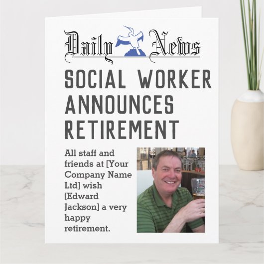 Social Worker Retirement Kaart om te personalisere (Voorkant)