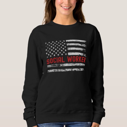 Social Worker USA Flag Profession Retro Job Title Trui (Voorkant)