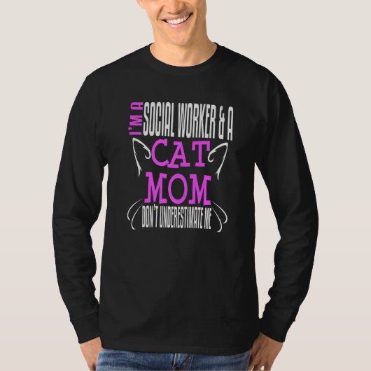 Social Worker Work Cat Mom MSW Graduation Masters  T-shirt (Voorkant)