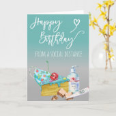 Sociale afstand Happy Birthday Covid-19 Kaart (Gele Bloem)