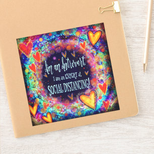 Sociale afstand Introvert Grappige Leuke Inspirity Sticker