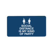 Sociale afstand is mijn soort partij etiket (Voorkant)
