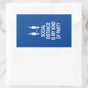 Sociale afstand is mijn soort partij rechthoekige sticker