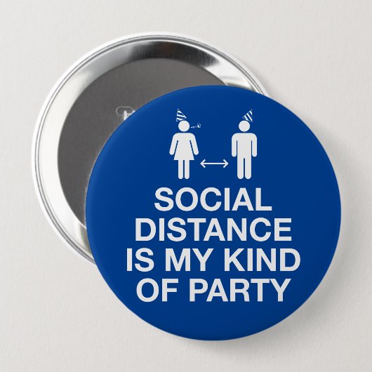 Sociale afstand is mijn soort partij ronde button 4,0 cm (Voorkant /achterkant)