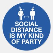 Sociale afstand is mijn soort partij ronde sticker (Voorkant)