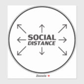 Sociale Afstand moderne typografie cirkel teken Sticker (Vel)