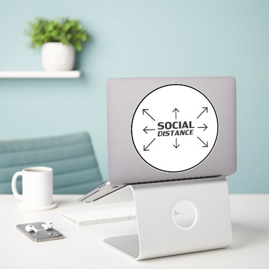 Sociale Afstand moderne typografie cirkel teken Sticker (Laptop op bureau)