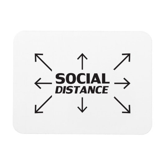 Sociale Afstand moderne typografie en pijlen grapp Magneet (Horizontaal)