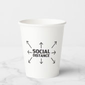 Sociale Afstand moderne typografie en pijlen grapp Papieren Bekers (Voorkant)