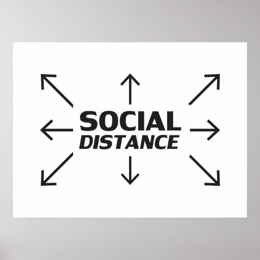 Sociale Afstand moderne typografie en pijlen grapp Poster (Voorkant)