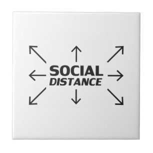 Sociale Afstand moderne typografie en pijlen grapp Tegeltje