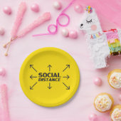 Sociale Afstand moderne typografie goudgeel Papieren Bordje (Feest)