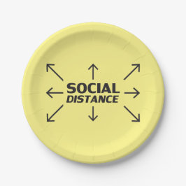 Sociale Afstand moderne typografie grappig geel Papieren Bordje