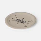 Sociale Afstand moderne typografie pijlen beige Papieren Bordje (Gekanteld)