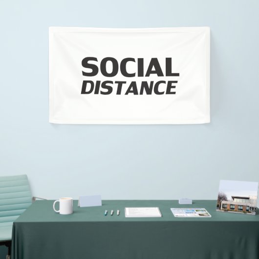 Sociale afstand moderne typografie wit zwart spandoek (Beurs)