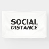 Sociale afstand moderne typografie wit zwart spandoek (Horizontaal)