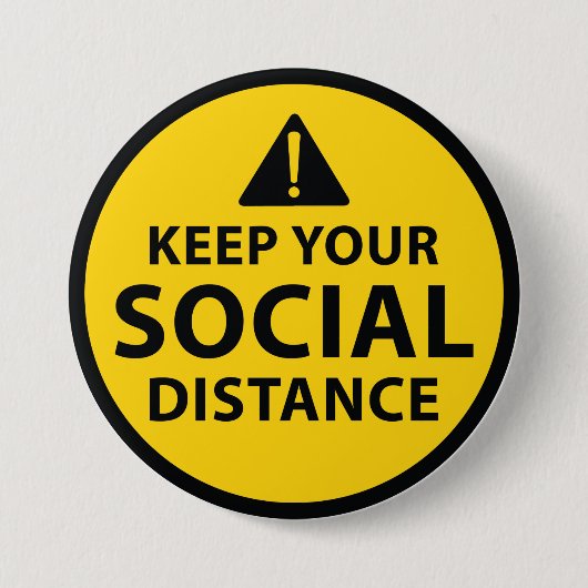 Sociale afstand ronde button 7,6 cm (Voorkant)