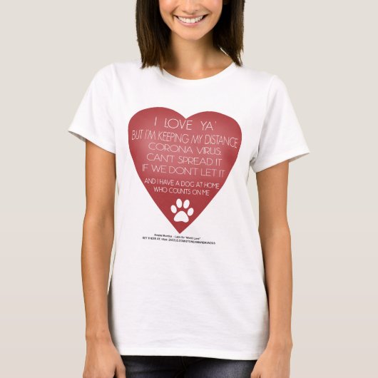 Sociale afstand tussen Coronavirus en hondenliefhe T-shirt (Voorkant)