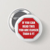 Sociale afstand van meer dan 6 feet stoppen ronde button 5,7 cm (Voorkant /achterkant)