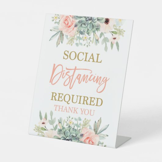Sociale afstand vereist reclamebord met voetstuk (Voorkant)
