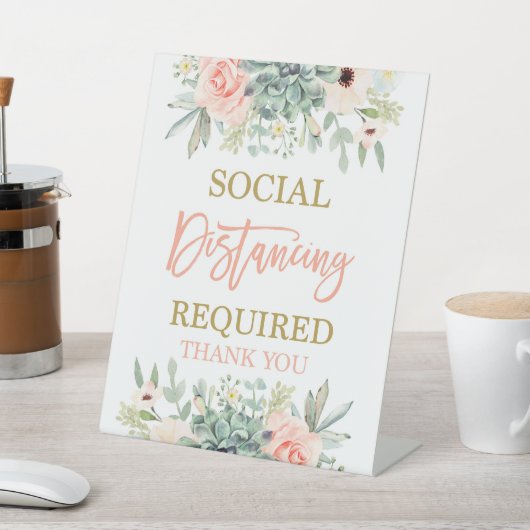 Sociale afstand vereist reclamebord met voetstuk (Insitu)