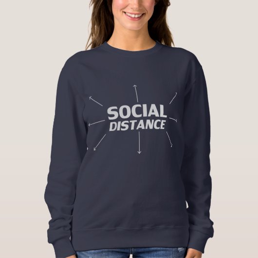 Sociale Afstand wit moderne typografie pijlen plez Trui (Voorkant)
