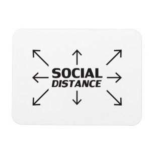 Sociale afstand, zwarte letters, witte foto magneet