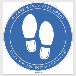 Sociale afstandelijke blauwe vloermarkering sticker
