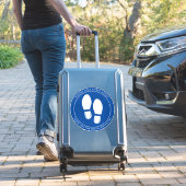 Sociale afstandelijke blauwe vloermarkering sticker (Koffer Insitu)