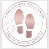 Sociale Afstandelijke Marmeren Roos Gouden Vloerma Sticker (Vel)