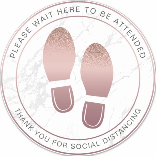 Sociale Afstandelijke Marmeren Roos Gouden Vloerma Sticker (Voorkant)