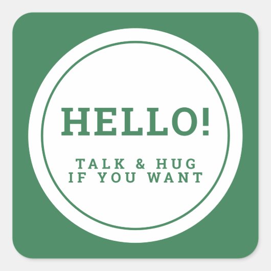 Sociale afstanden in de bruiloft groene hallo vierkante sticker (Voorkant)