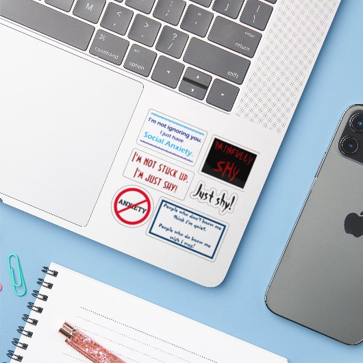 Sociale angst ingesteld #1 Aangepaste vinylsticker Sticker (Laptop met iPhone)