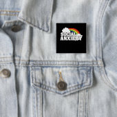 Sociale angst vierkante button 5,1 cm (In situ)