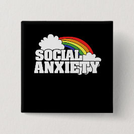 Sociale angst vierkante button 5,1 cm