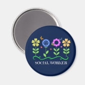 Sociale Arbeider.. Bloemen, Harten en Butterflies Magneet (Voorkant / Achterkant)
