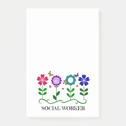 Sociale Arbeider.. Bloemen, Harten en Butterflies Post-it® Notes (Voorkant)