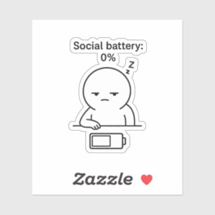 Sociale batterij: 0% – Grappig Chubby karakter Int Sticker
