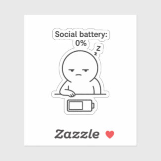 Sociale batterij: 0% – Grappig Chubby karakter Int Sticker
