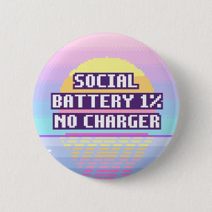 Sociale batterij 1%, geen Pixel-knop om op te lade Ronde Button 5,7 Cm